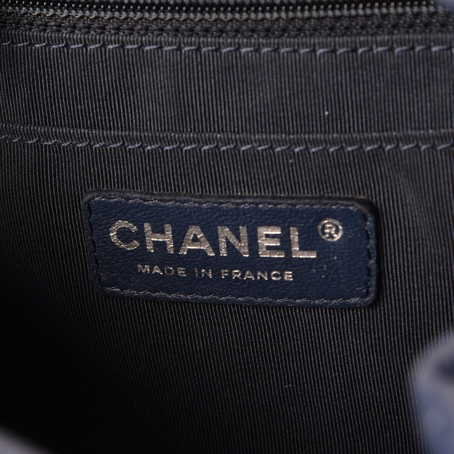 Chanel Deerskin Chevron Medium Chain Bucket Bag Blue 7 of 9