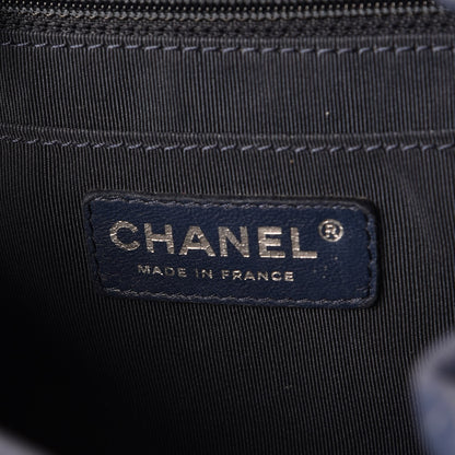 Chanel Deerskin Chevron Medium Chain Bucket Bag Blue 7 of 9