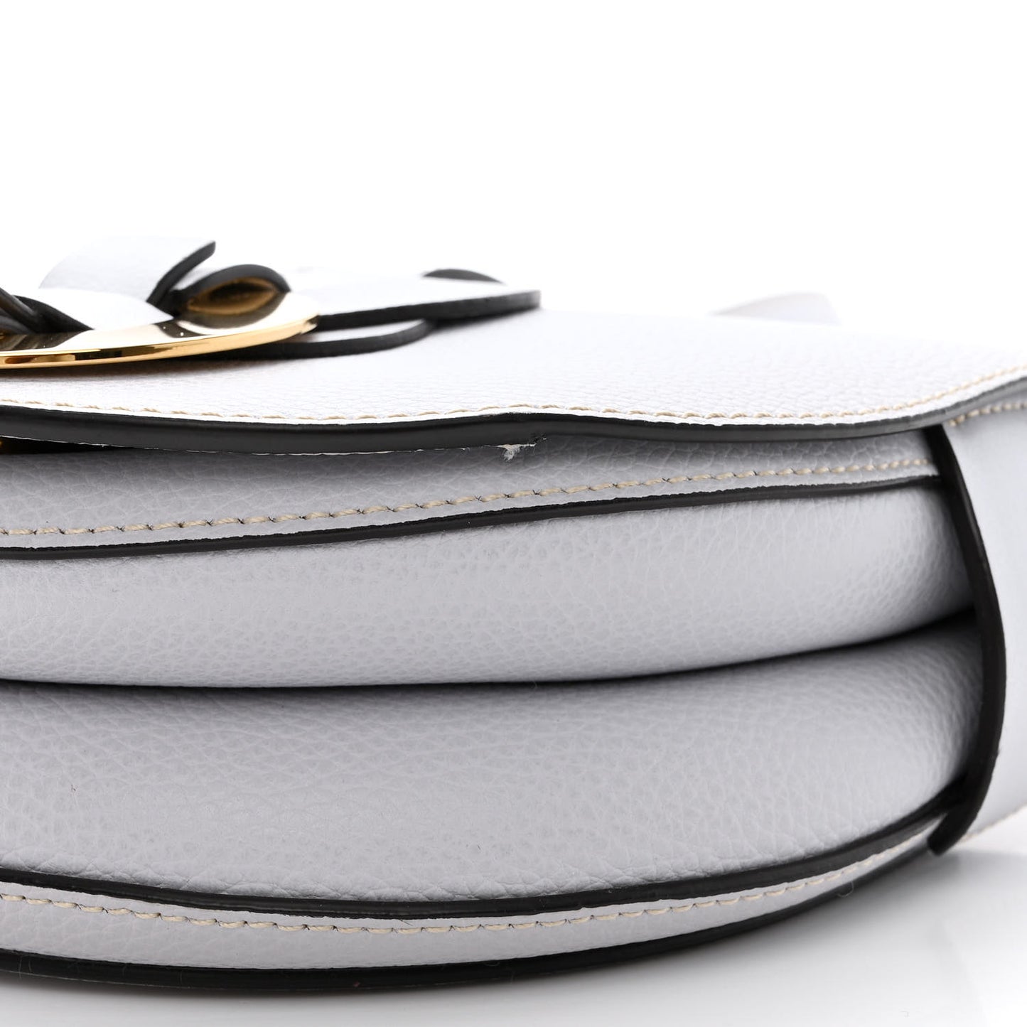 Grained Calfskin Small Darryl Saddle Crossbody Bag Light Cloud