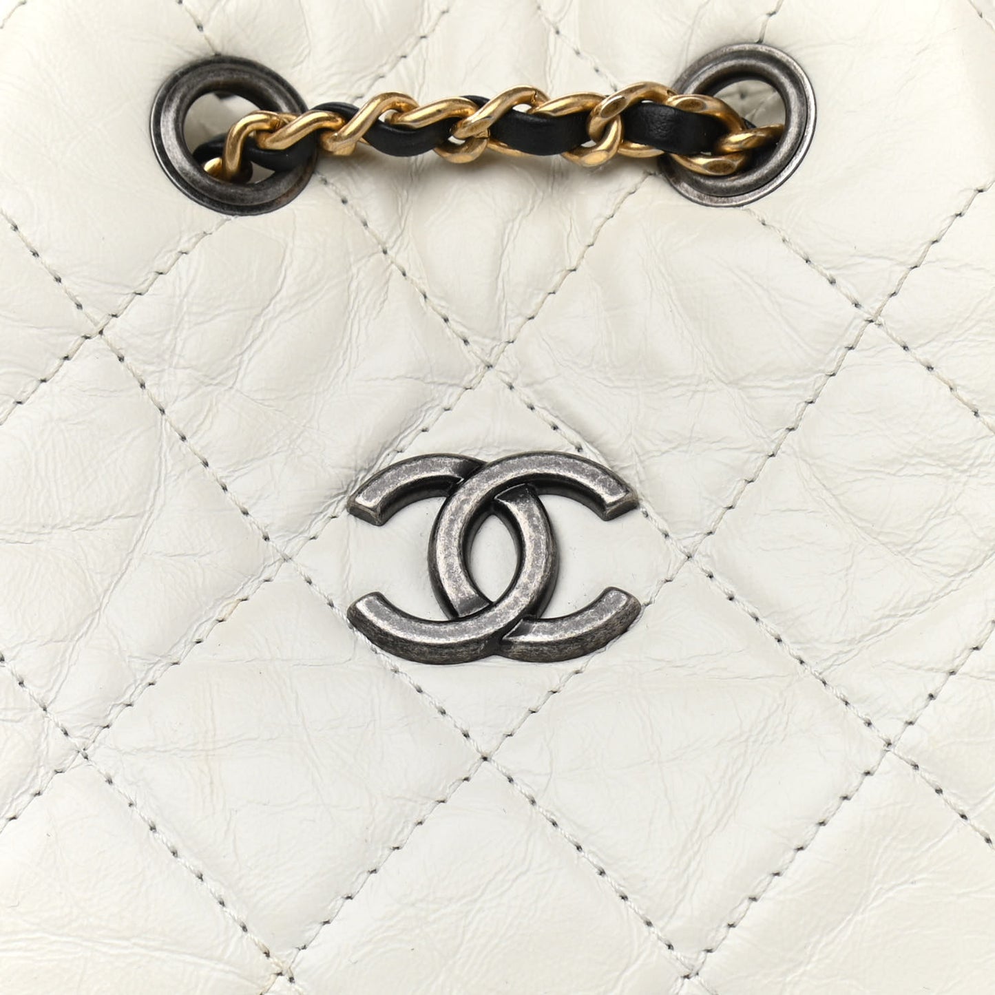 Aged Calfskin Quilted Gabrielle Backpack Black White