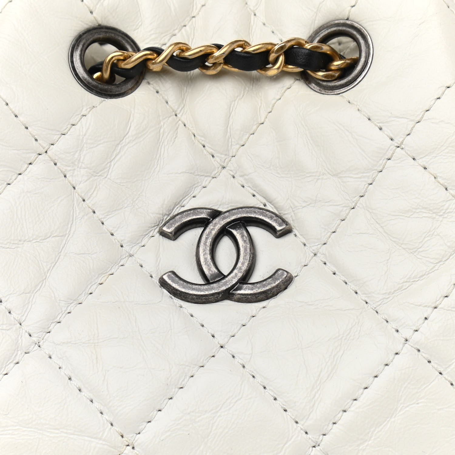 Chanel Aged Calfskin Quilted Gabrielle Backpack Black White 8 of 12