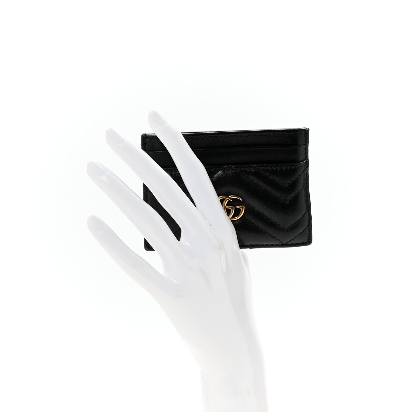 Calfskin Matelasse GG Marmont Card Holder Black