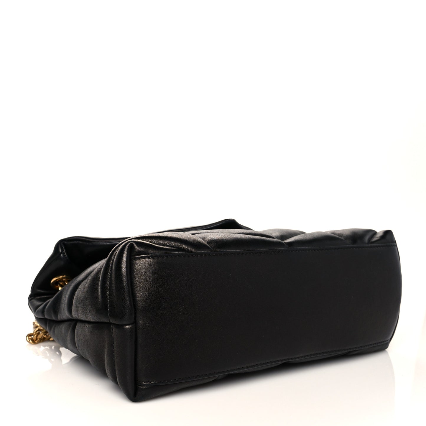 Lambskin Quilted Small Loulou Puffer Monogram Chain Satchel Black
