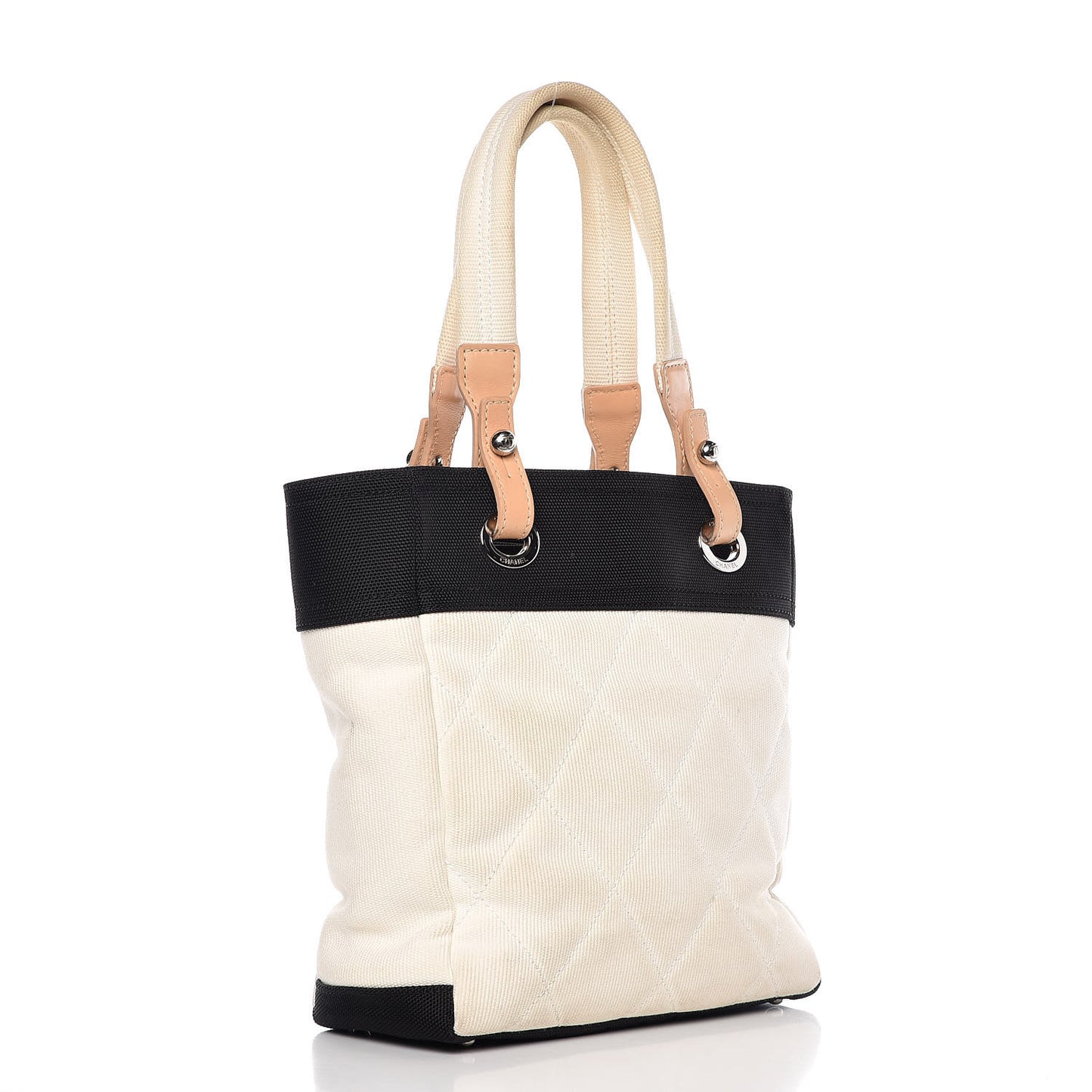 Canvas Paris Biarritz Small Tote White Black