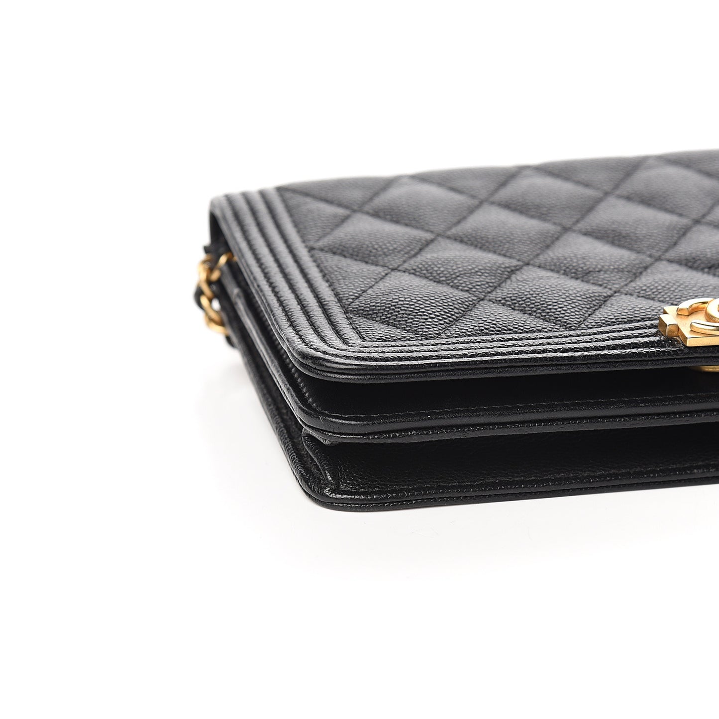 Caviar Quilted Boy Wallet On Chain WOC Black