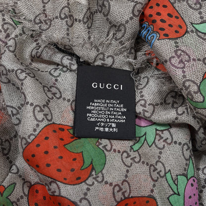 Gucci Modal Silk Monogram Strawberry Square Scarf 4 of 4