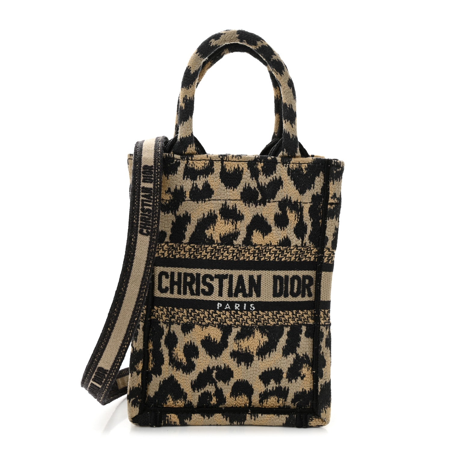 Christian Dior Canvas Mizza Embroidered Mini Book Tote Phone Bag Beige 1 of 10