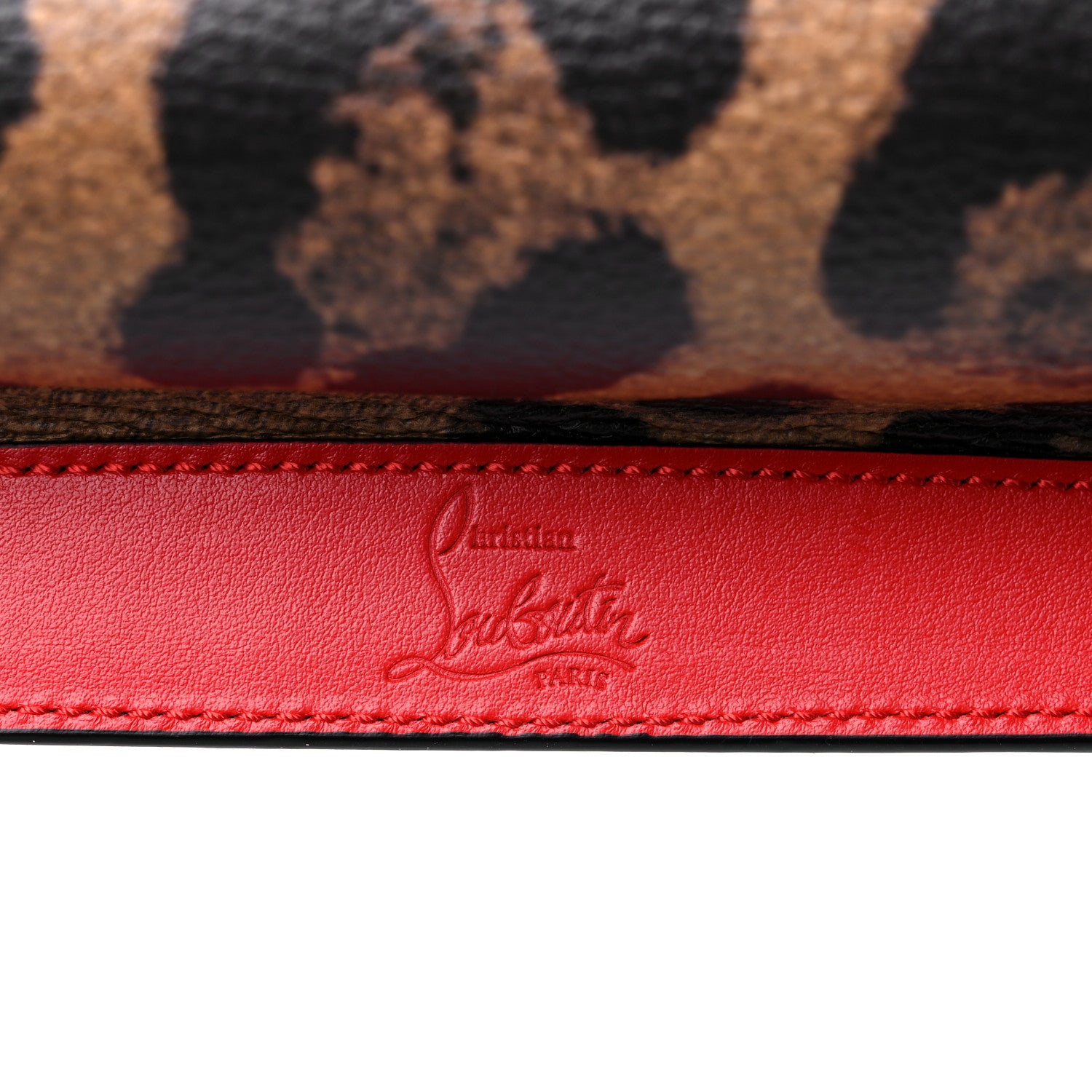 Christian Louboutin Calfskin Leopard Print Loubiblues Paris Clutch Bag Brown 13 of 13