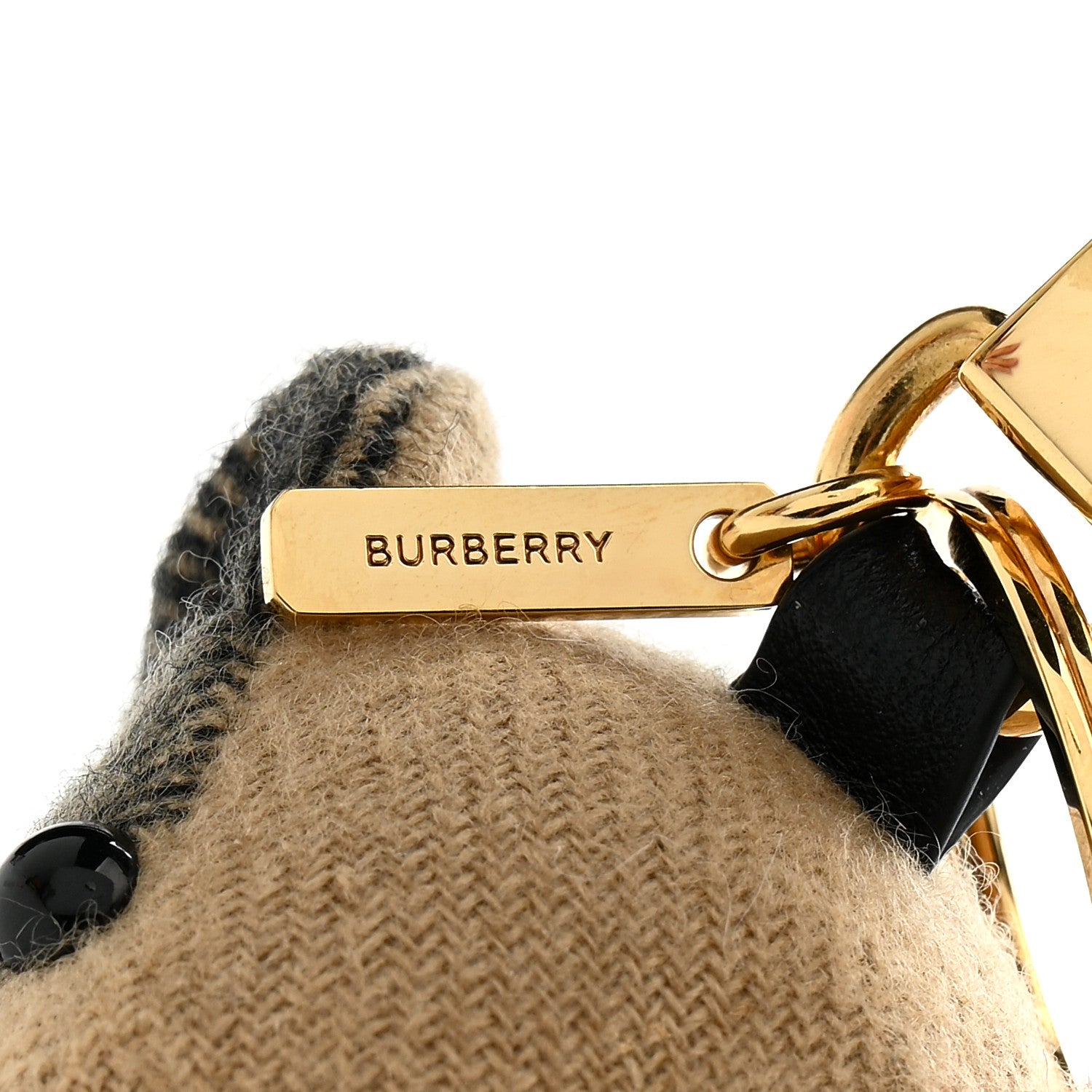 Burberry Cashmere House Check Thomas Bear Bag Charm Camel Gold