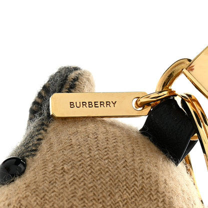 Burberry Cashmere House Check Thomas Bear Bag Charm Camel Gold 3 of 4