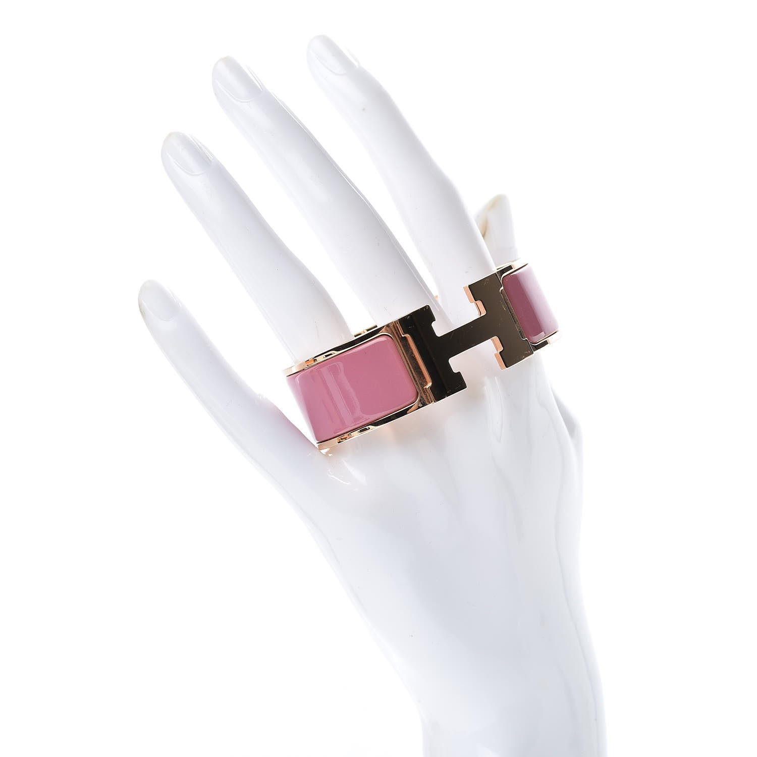 Hermes Enamel Wide Clic Clac H Bracelet PM Rose Velours 2 of 6