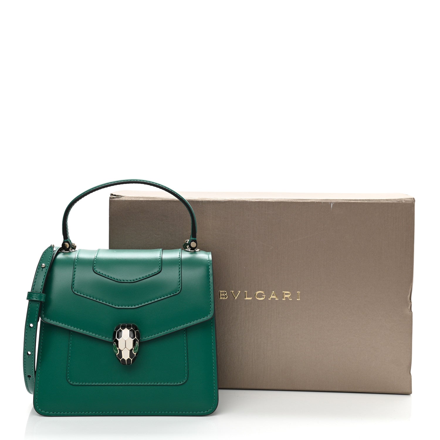 Bulgari Calfskin Serpenti Forever Top Handle Emerald Green 10 of 10