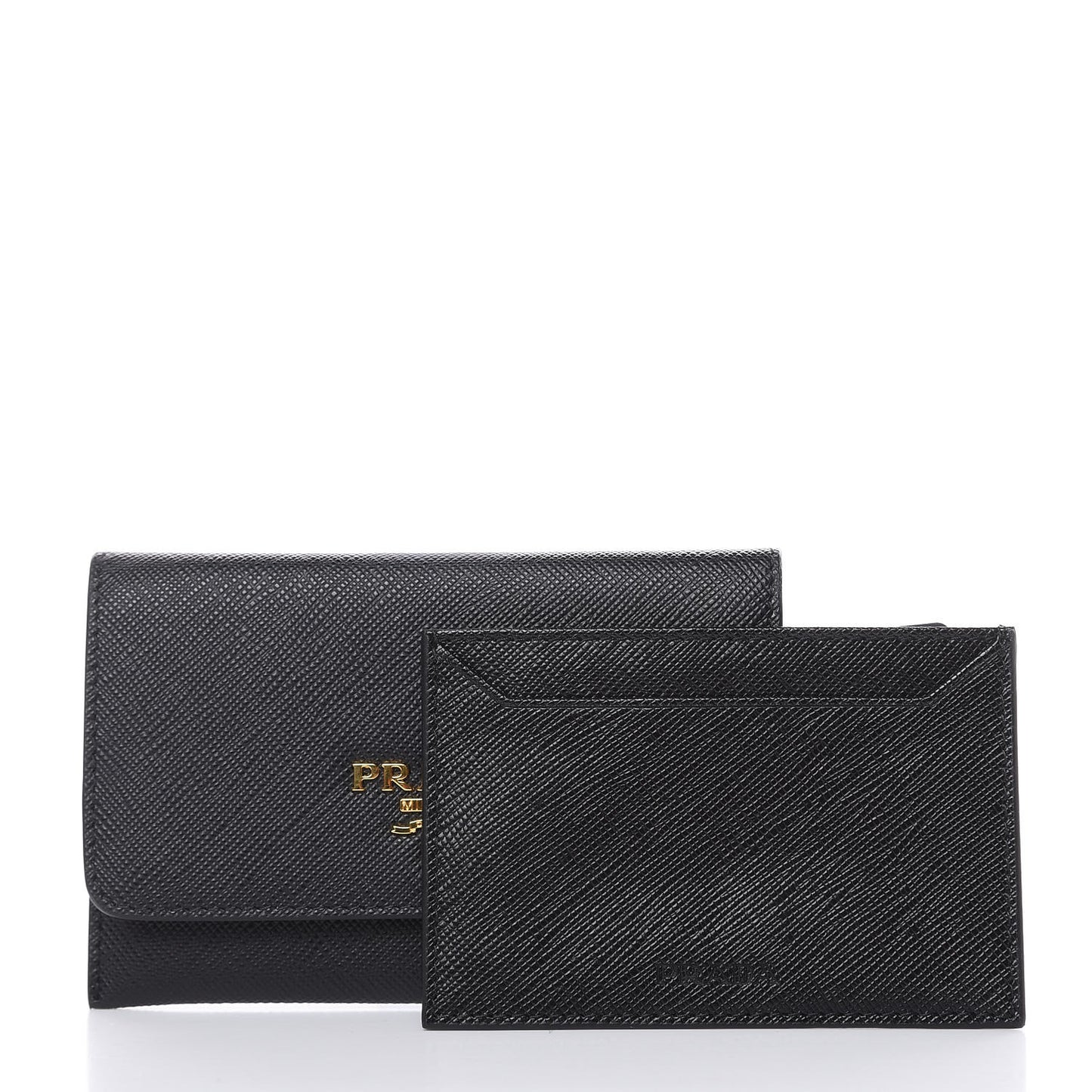 Saffiano Metal Flap Card Holder Black