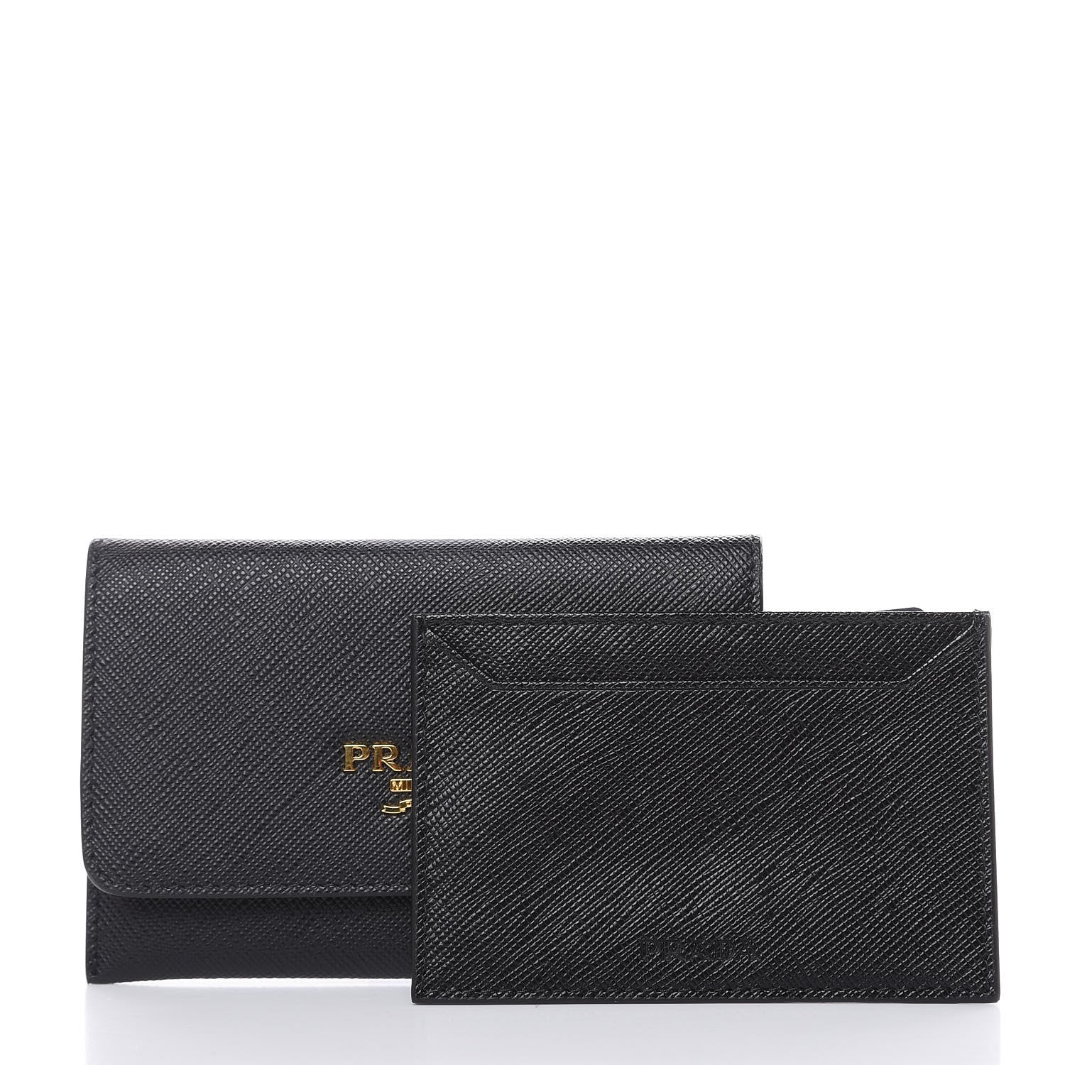 Prada Saffiano Metal Flap Card Holder Black 6 of 6