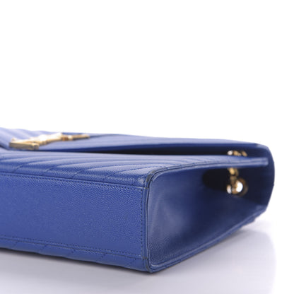 Saint Laurent Grain De Poudre Matelasse Chevron Large Monogram Satchel Blue Majorelle 7 of 10