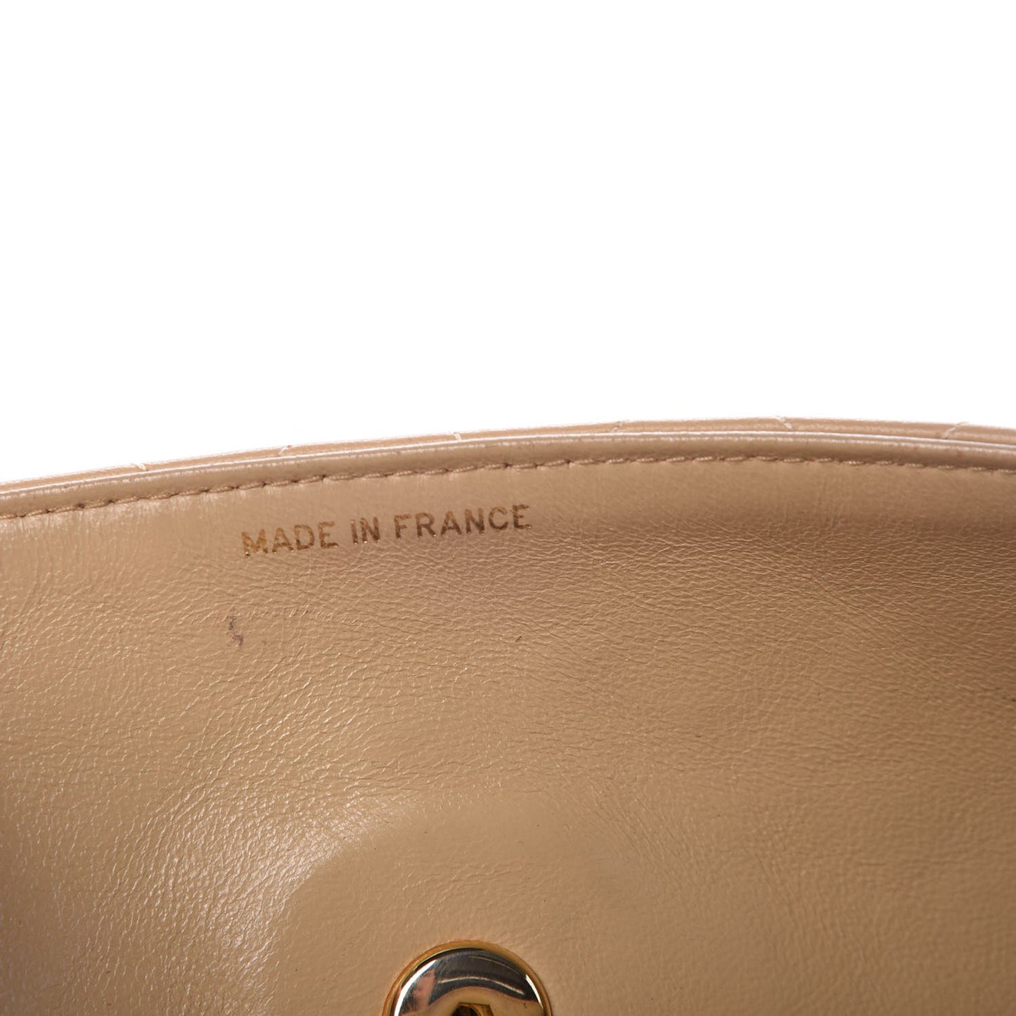Lambskin Quilted Medium Single Flap Beige