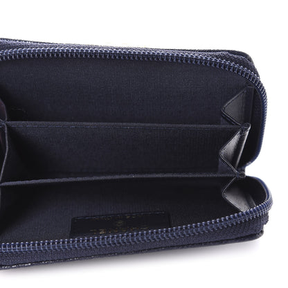 Chanel Caviar Chevron Quilted Boy Zip Around Coin Purse Wallet Navy Blue 5 of 8