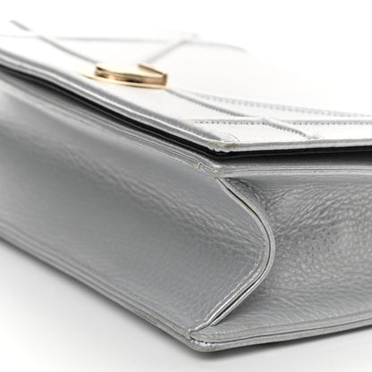 Christian Dior Metallic Grained Calfskin Medium Diorama Flap Bag Silver 9 of 11