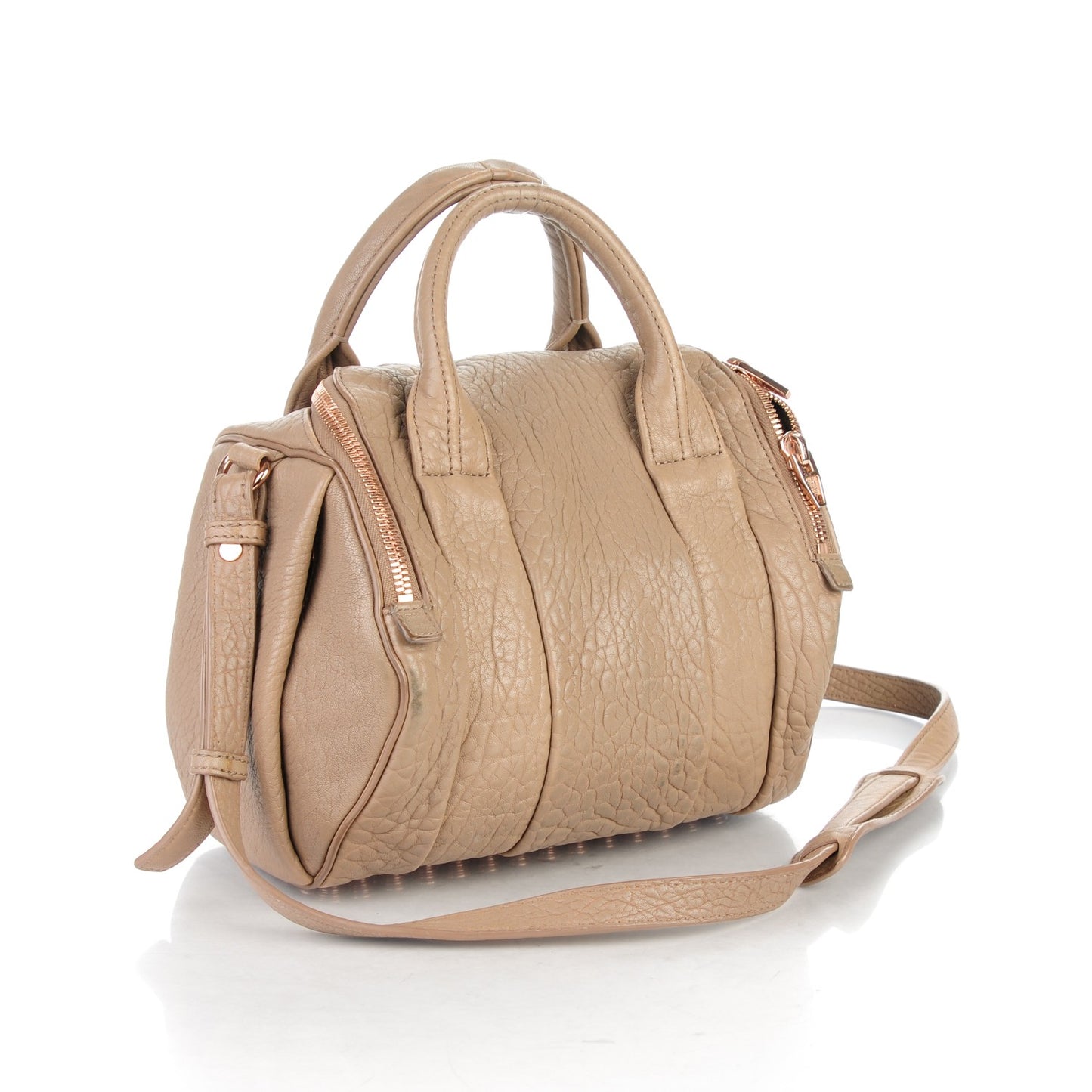 Pebbled Lambskin Rockie Latte Rose Gold Hardware