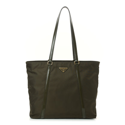 Prada Tessuto Nylon Soft Calfskin Tote Militare 1 of 9