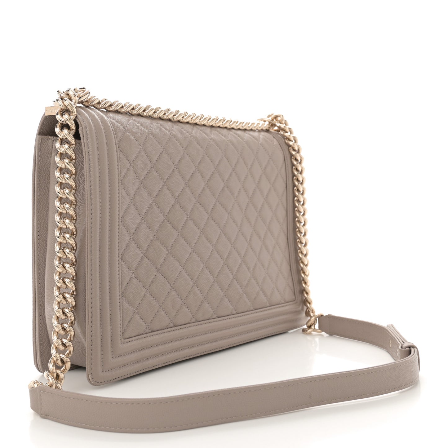 Caviar Quilted Large Boy Flap Beige