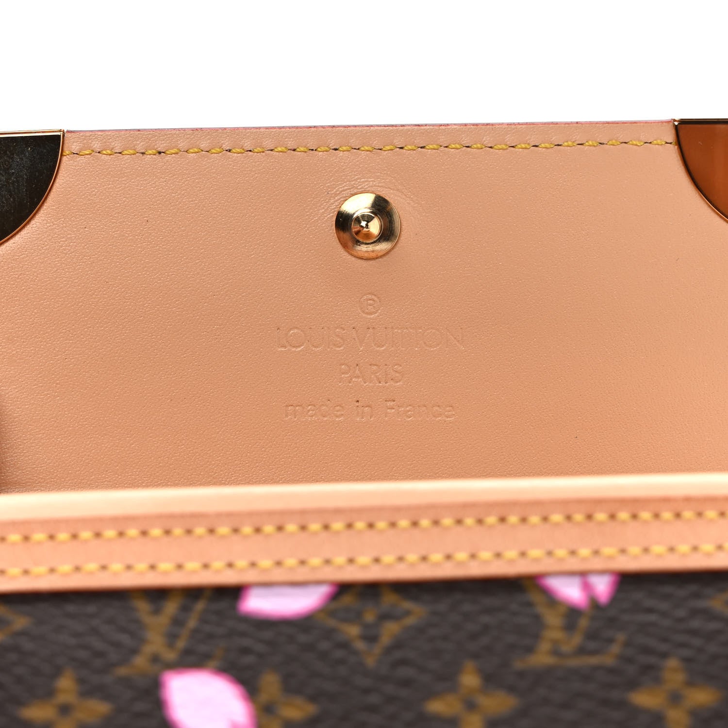 Louis Vuitton Monogram Cherry Blossom Porte-Monnaie Plat Coin Purse Brown 6 of 6