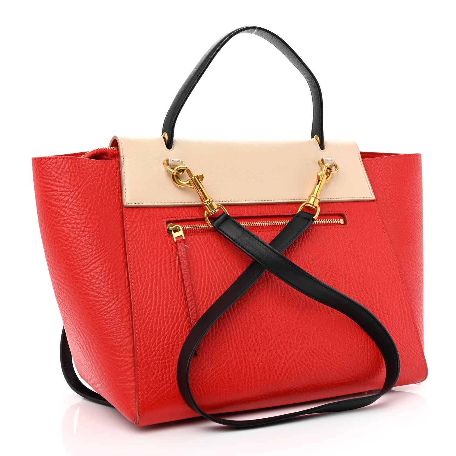 Celine Elephant Calfskin Mini Tri-Color Belt Bag Vermillion 3 of 13