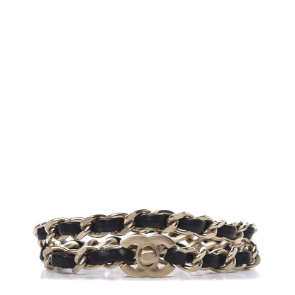 Chanel Lambskin CC Turnlock Double Chain Bracelet Black Gold 1 of 5