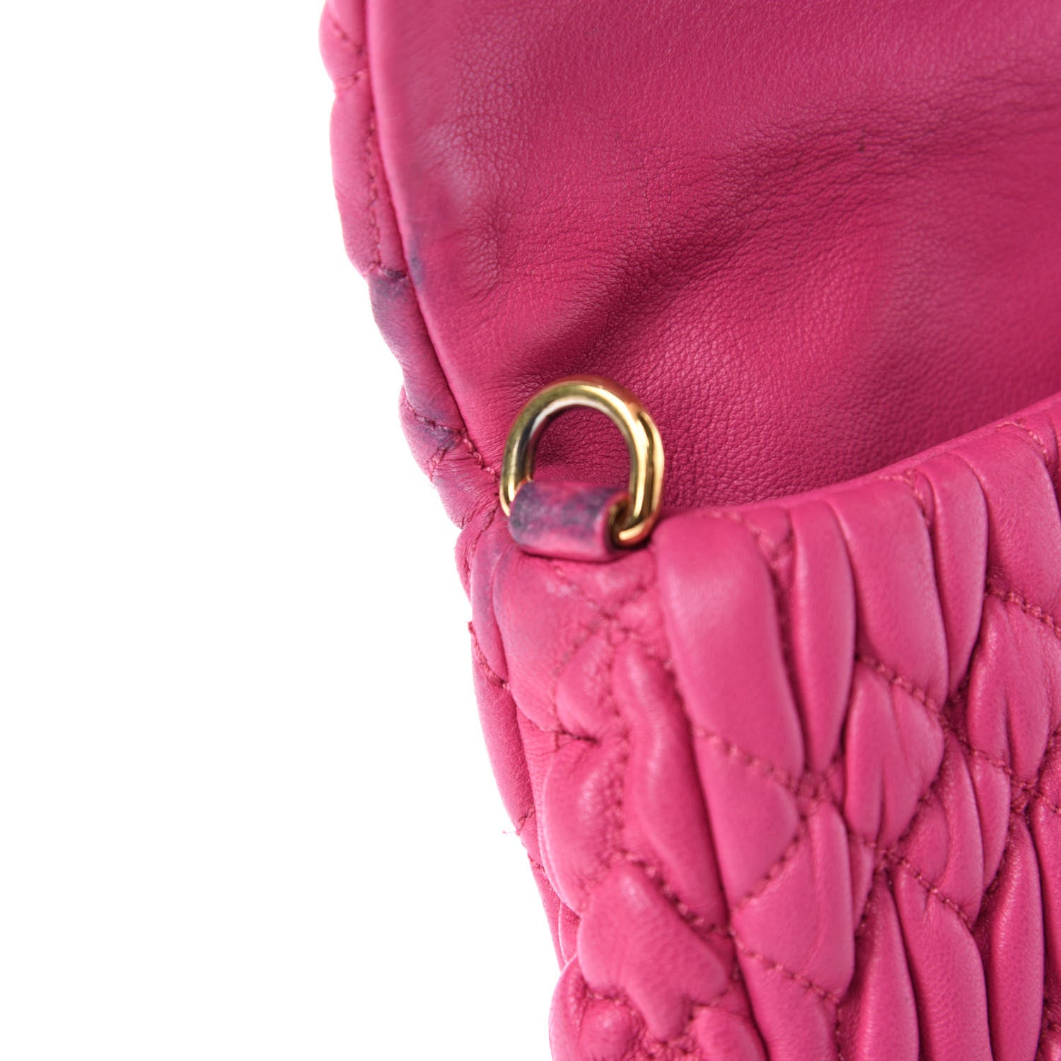 Miu Miu Nappa Matelasse Crystal Flap Clutch Fuxia 11 of 17