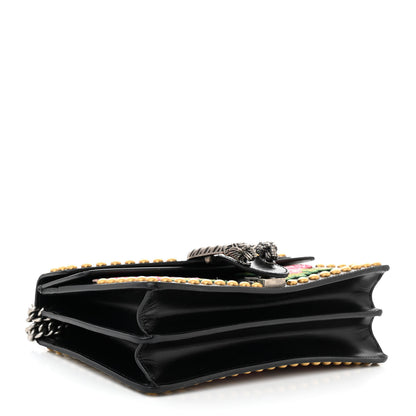 Gucci Calfskin Floral Embroidered Studded Small Dionysus Shoulder Bag Black 4 of 11