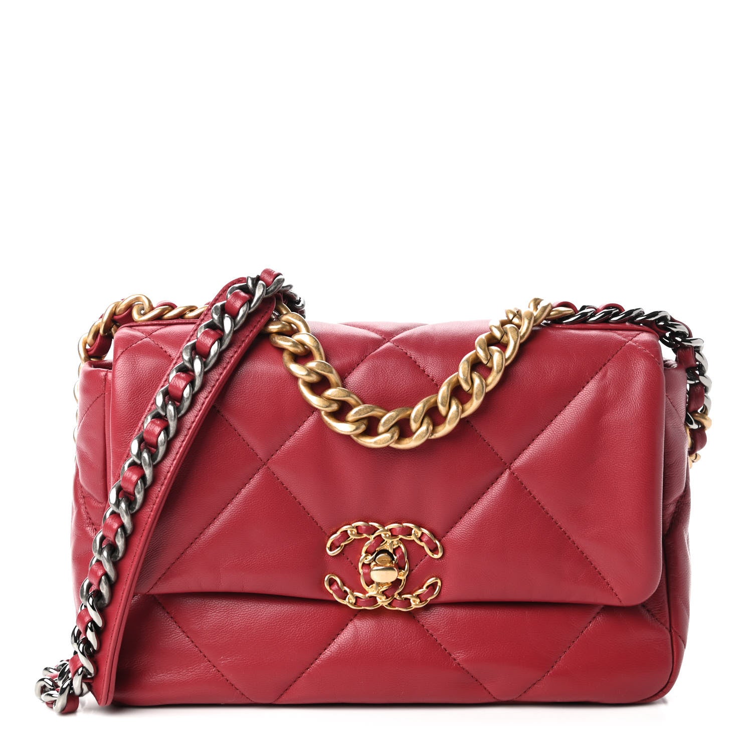 Chanel Lambskin Quilted Medium Chanel 19 Flap Red 1 of 10