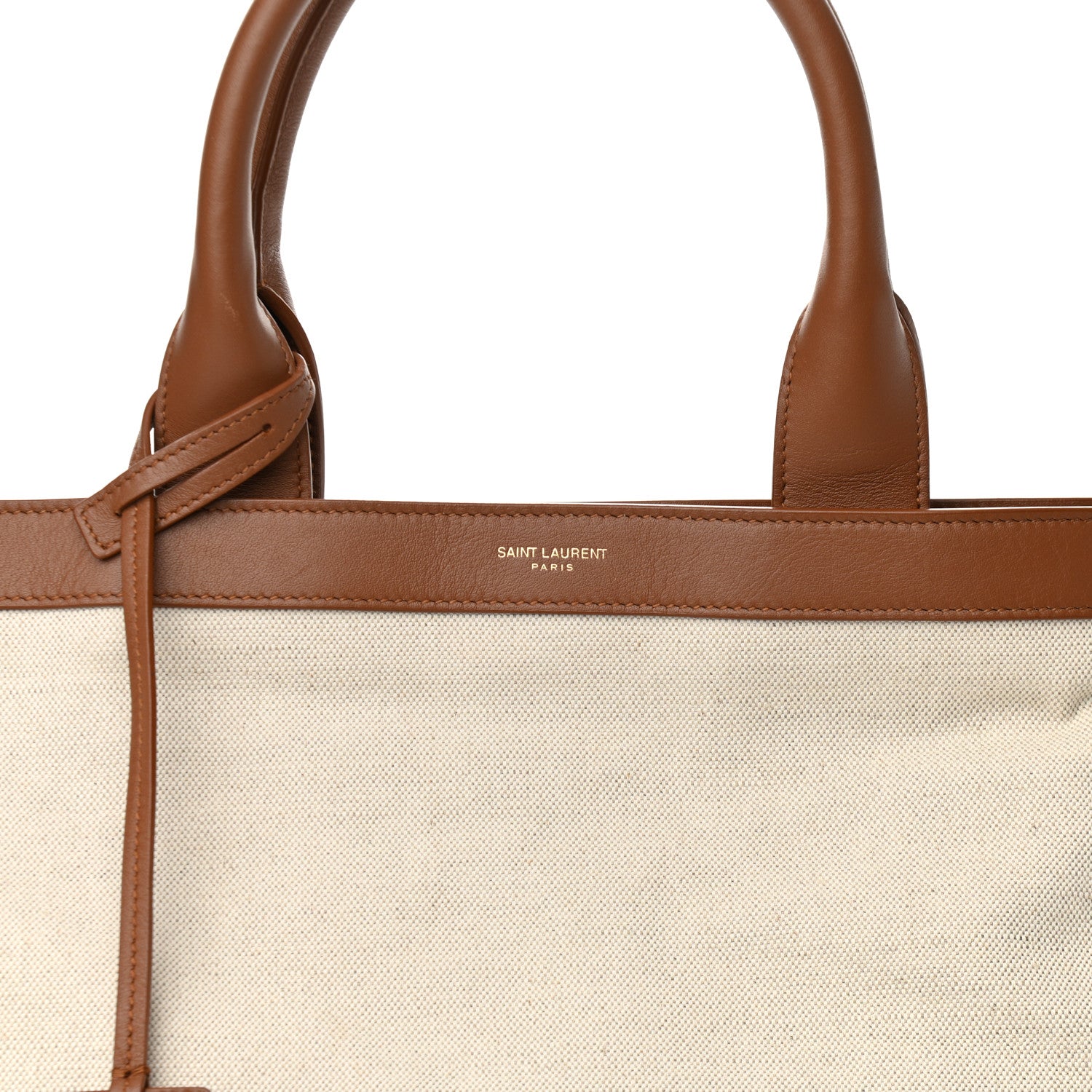 Saint Laurent Calfskin Linen Two Tone Cabas Tote Beige 8 of 10