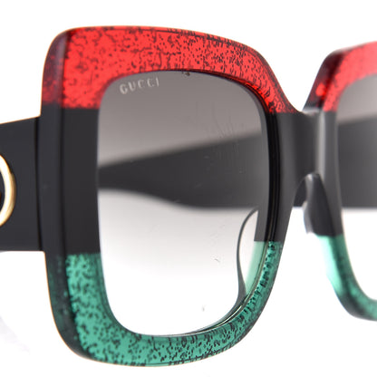 Gucci Square Frame GG0083S Sunglasses Glitter Red Black Green 8 of 9