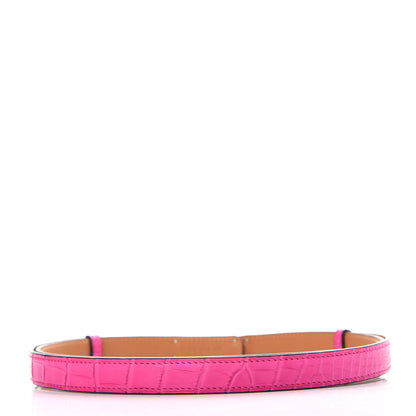 Hermes Matte Alligator Kelly Belt Rose Shocking 2 of 4