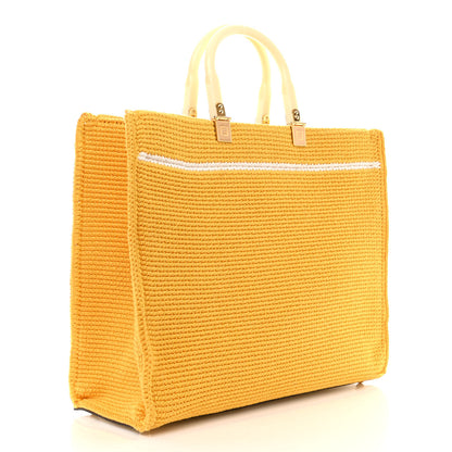 Fendi Crochet Vitello King Logo Plexiglass Medium Fendi Sunshine Shopper Tote Mimosa Panna 3 of 10
