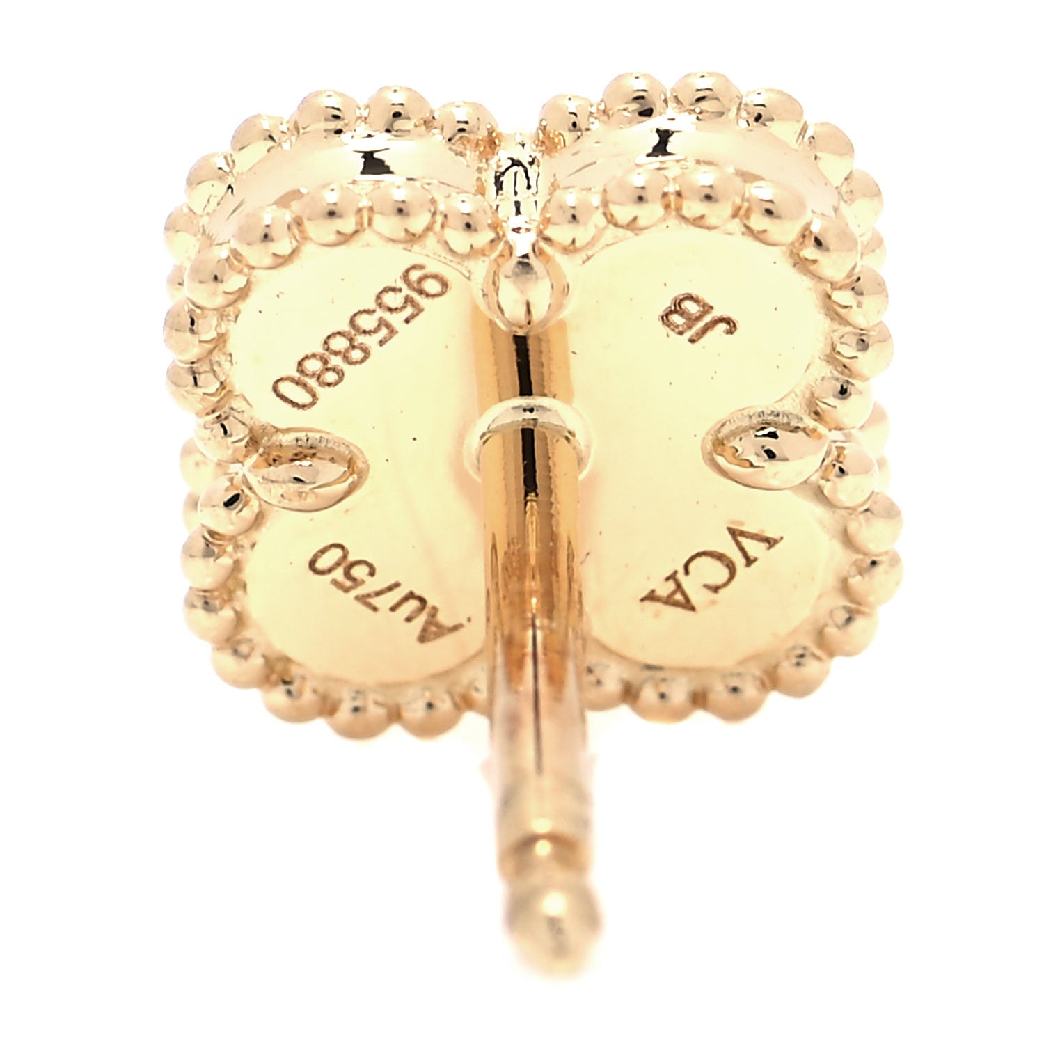 Van Cleef & Arpels 18K Yellow Gold Mother of Pearl Sweet Alhambra Earrings 4 of 5