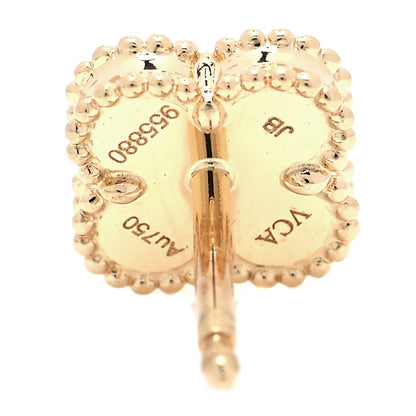 Van Cleef & Arpels 18K Yellow Gold Mother of Pearl Sweet Alhambra Earrings 4 of 5
