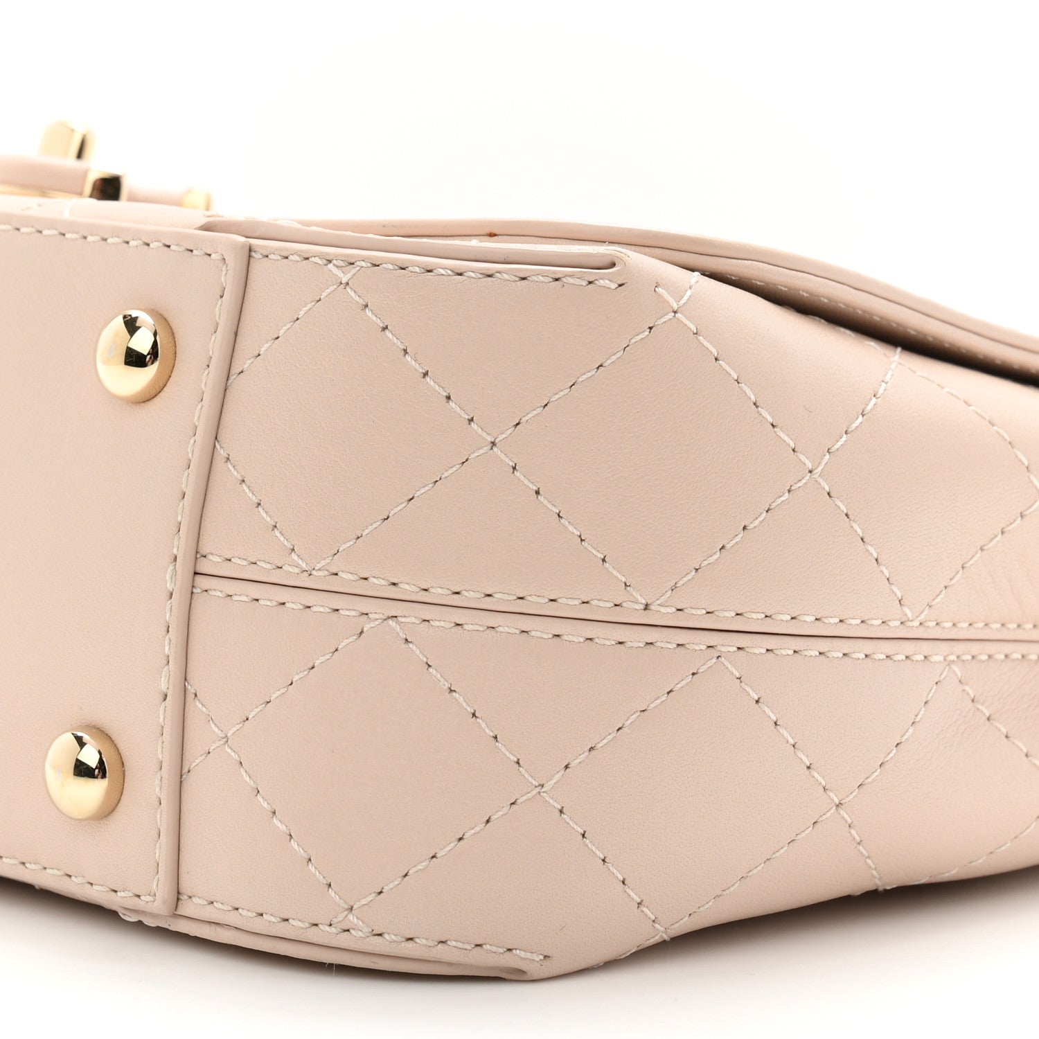 Chanel Calfskin Stitched Medium Covered CC Flap Bag Beige 9 of 10