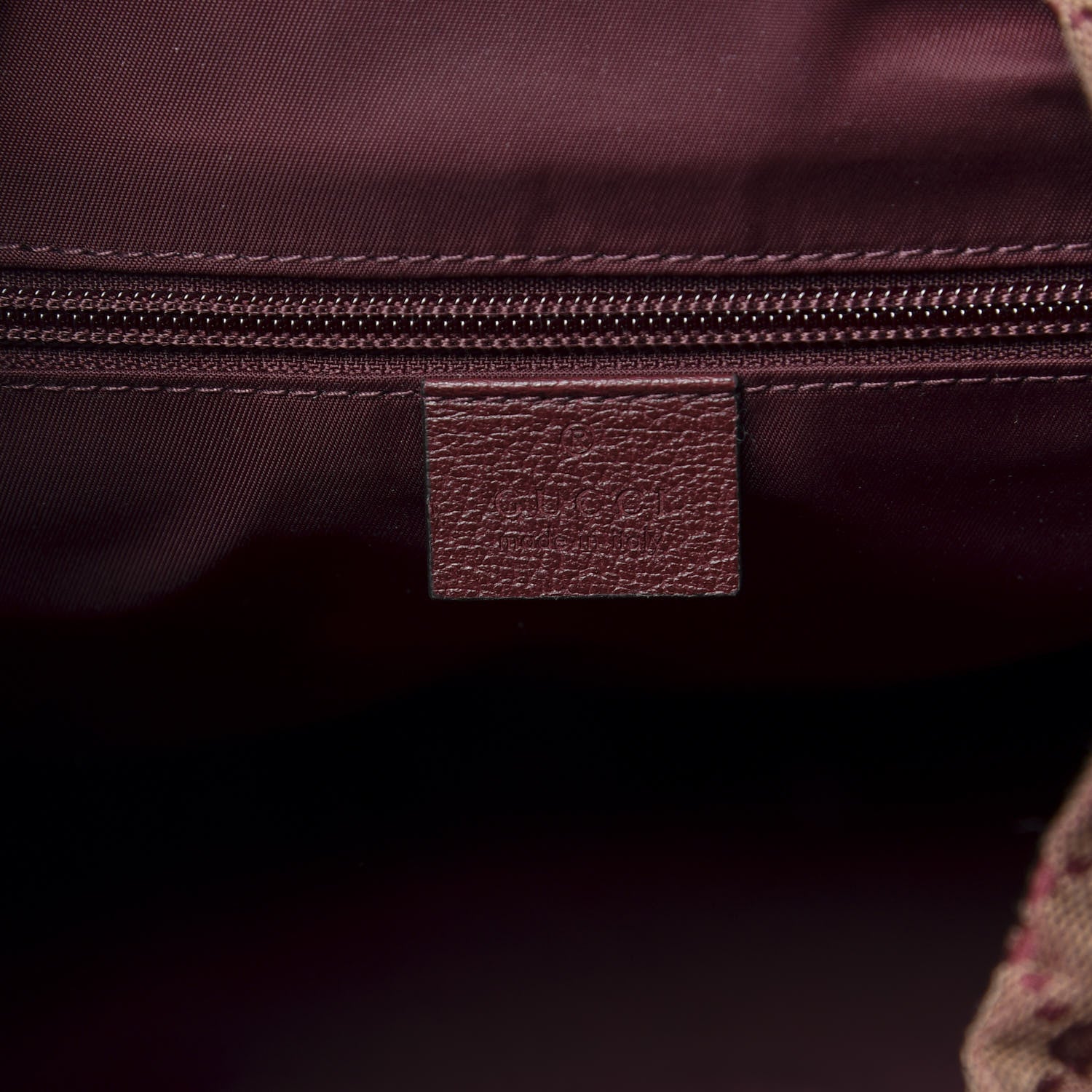 Gucci GG Monogram Script Logo Large Double Pocket Backpack Sahara Rubino Bordeaux 6 of 10