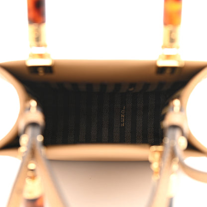 Fendi Vitello King Plexiglass Logo Embossed Mini Fendi Sunshine Shopper Tote Miele Scuro 5 of 10