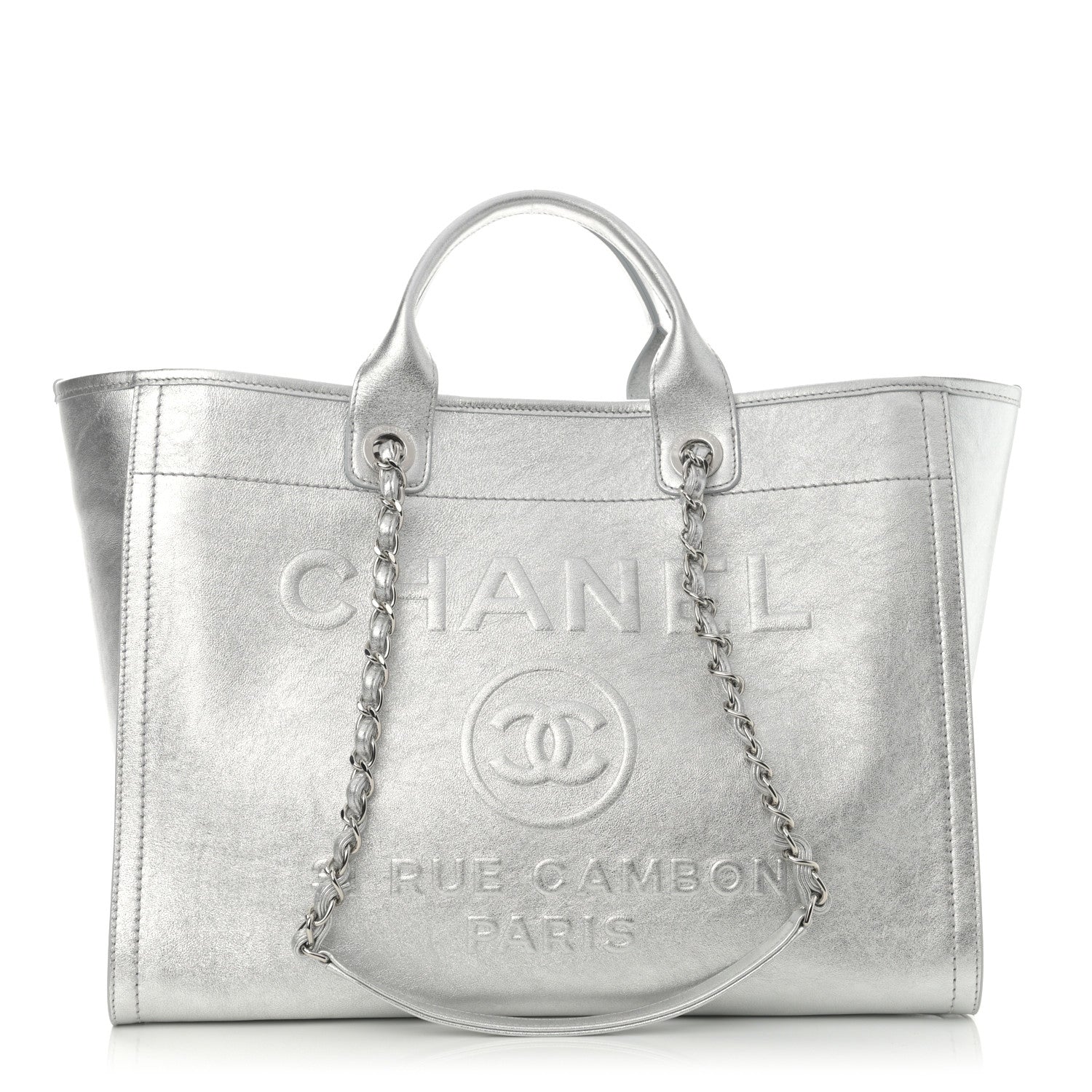 Chanel Metallic Calfskin Medium Deauville Tote Silver 3 of 11