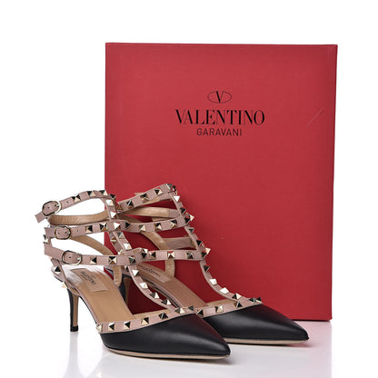Valentino Garavani Calfskin Nappa Rockstud Ankle Strap 65mm Pumps 38 Black Poudre 10 of 10