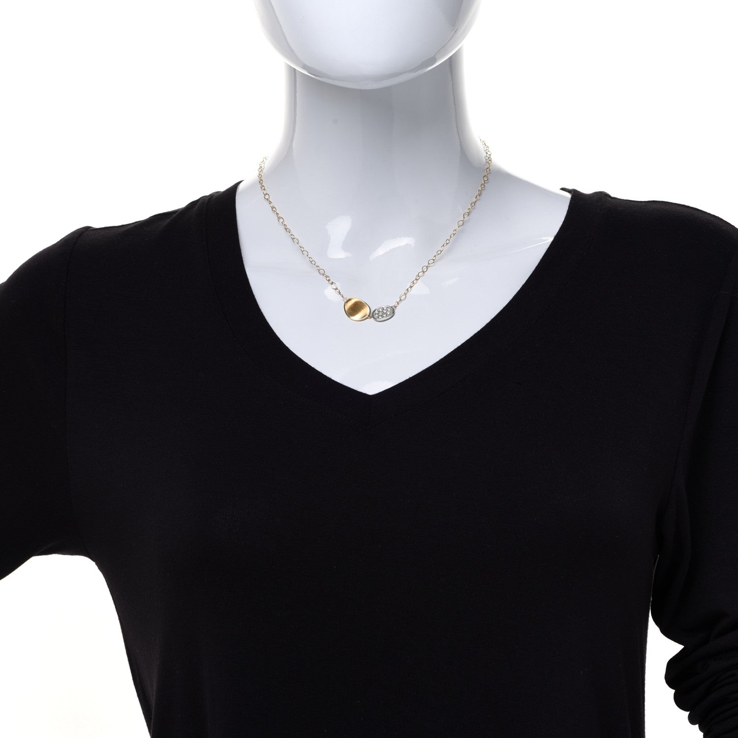 Marco Bicego 18K Yellow White Gold Diamond Lunaria Necklace 2 of 5