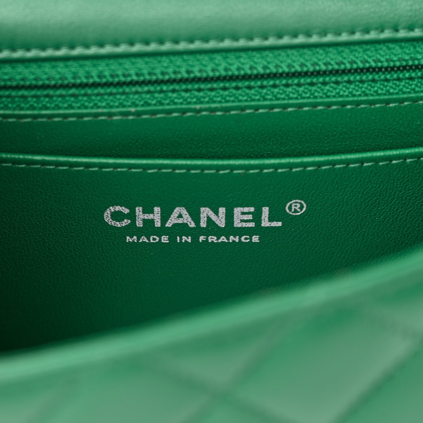 Lambskin Quilted Mini Rectangular Flap Dark Green