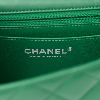 Chanel Lambskin Quilted Mini Rectangular Flap Dark Green 6 of 12