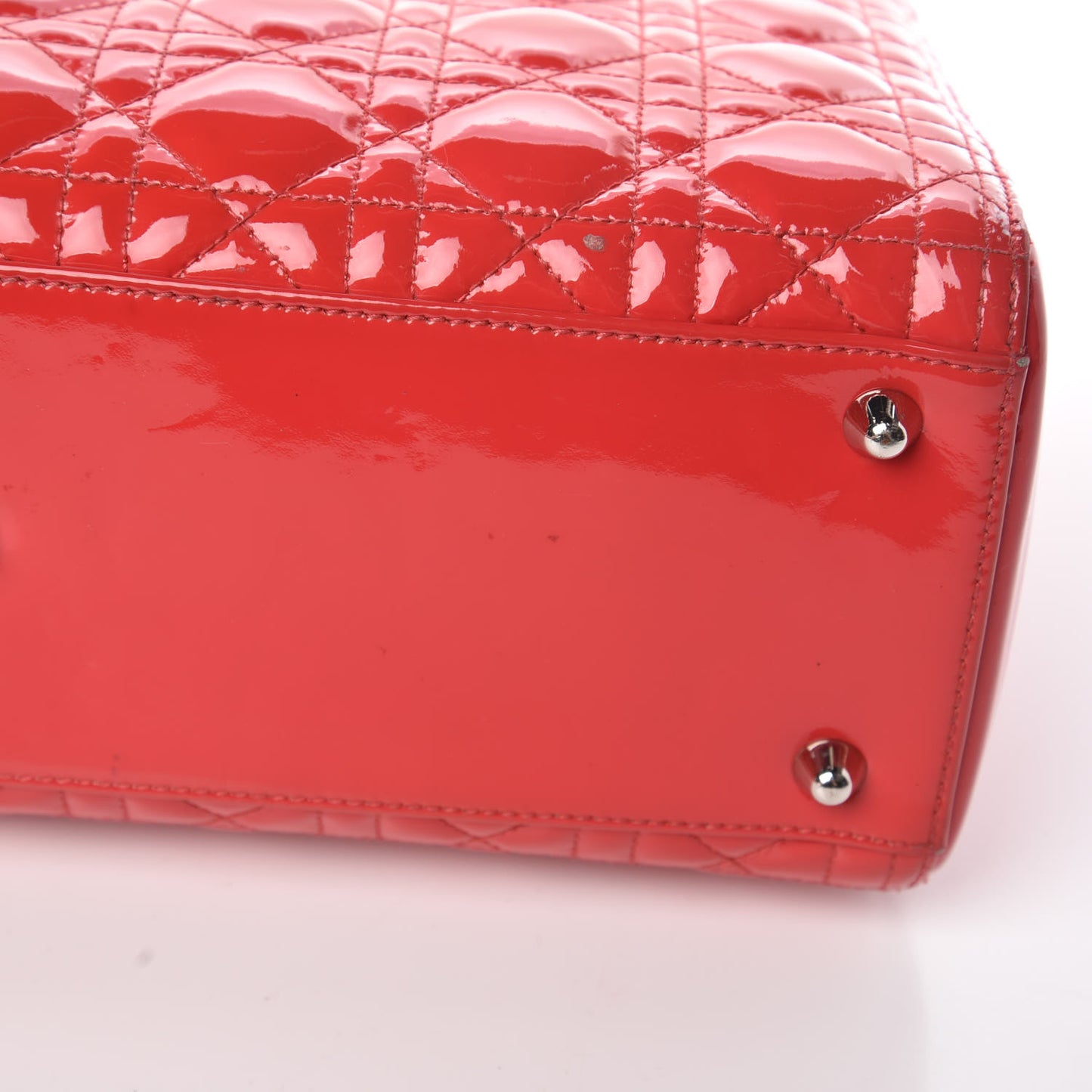 Patent Cannage Large Lady Dior Red