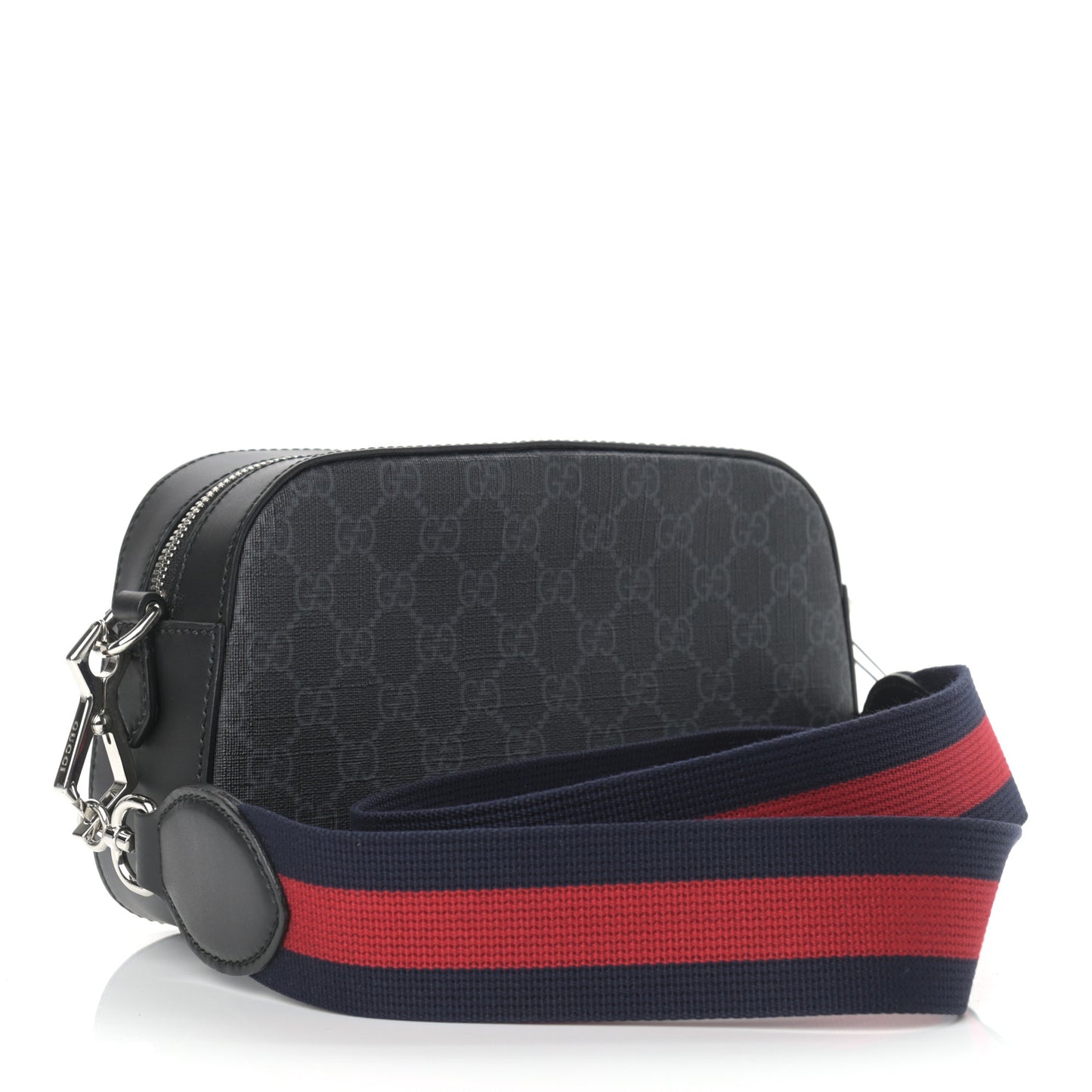 GG Supreme Monogram Web Shoulder Bag Black Grey