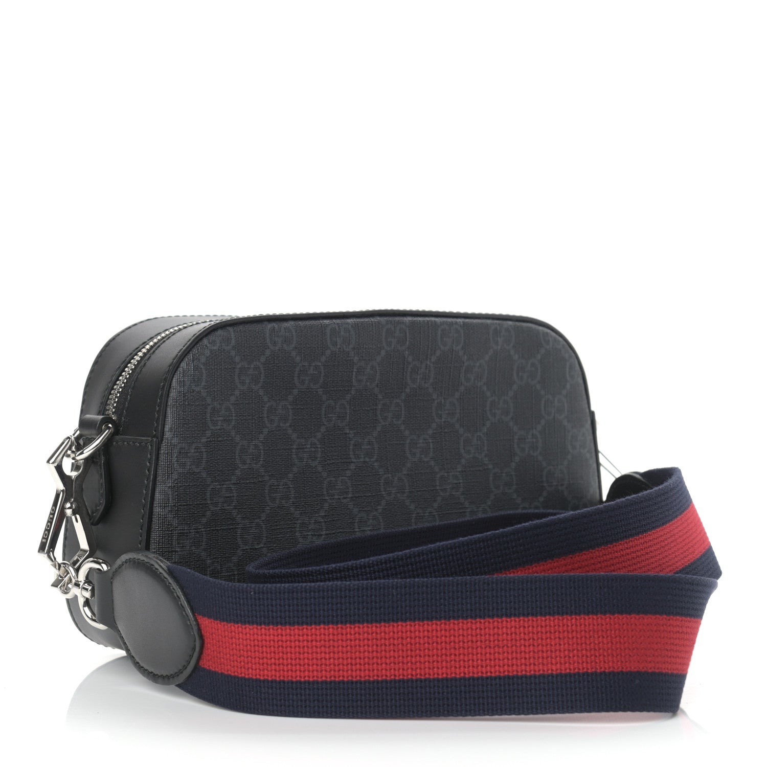 Gucci GG Supreme Monogram Web Shoulder Bag Black Grey 3 of 10