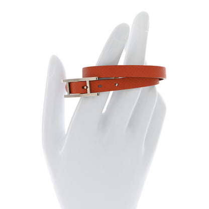 Hermes Epsom Swift Behapi Double Tour Reversible Bracelet XS Orange Gold 2 of 6