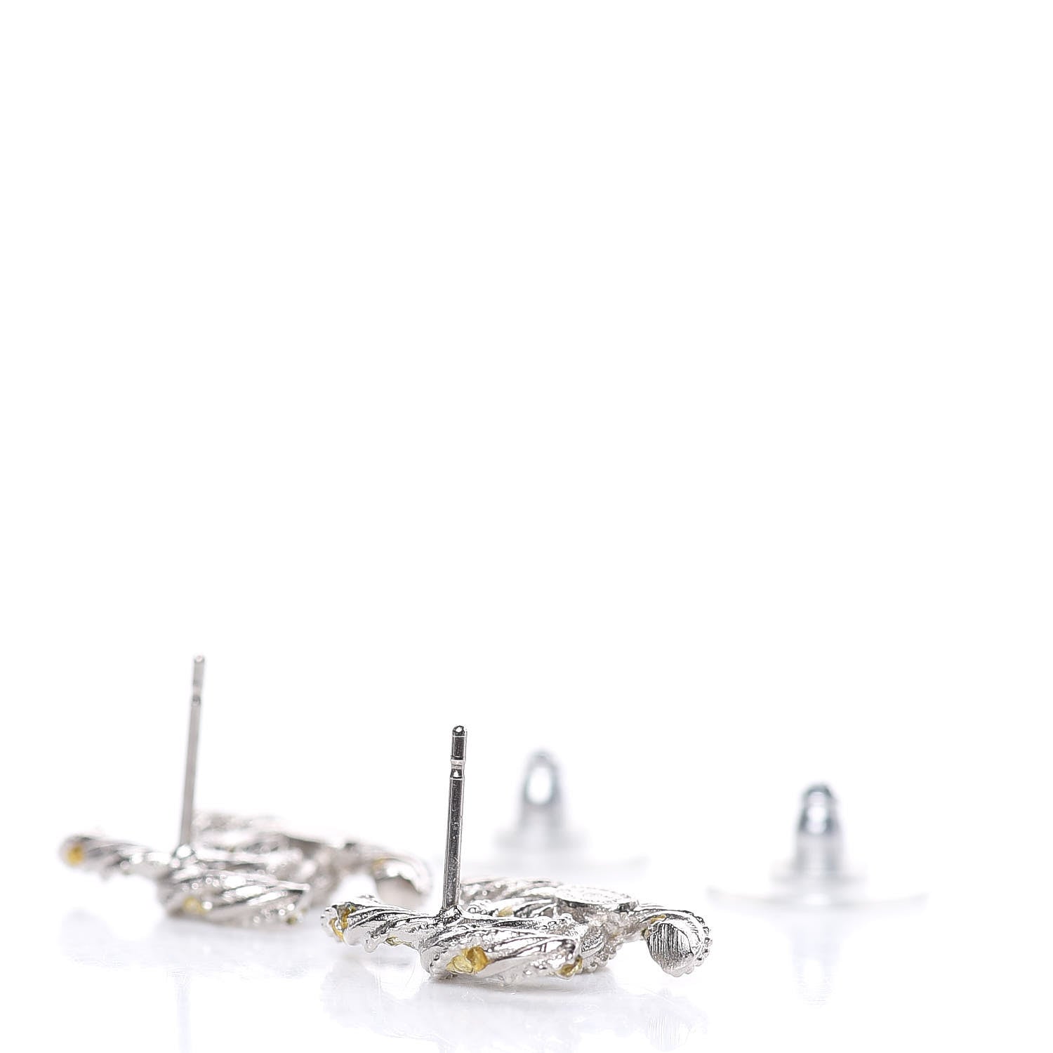Chanel Crystal Twisted CC Earrings Silver 4 of 5